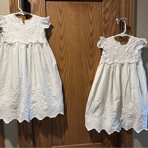 Elegant twin White Lace eyelet Christening gowns